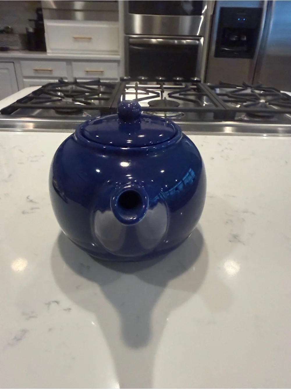 Cobalt Blue Ceramic Teapot Large Glossy Classic Cottage Kitchen Tea Pot
